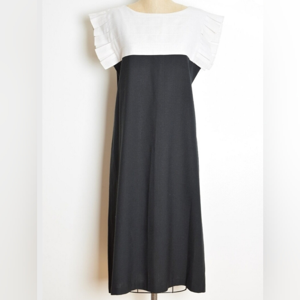 Vintage 80s boxy dress black and white